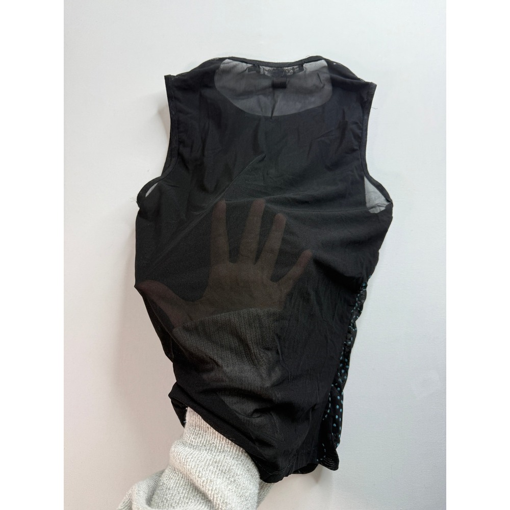 Y2K Vintage Rampage Mesh Tank Top Women's Small Black Blue Floral Dot Sleeveless - Picture 7 of 9